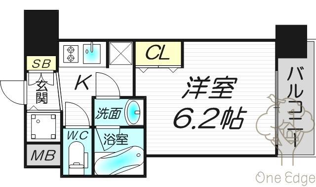 アクアプレイス梅田III(1K/8階)の間取り写真