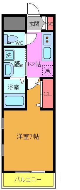 ヴィラクイント(1K/2階)の間取り写真