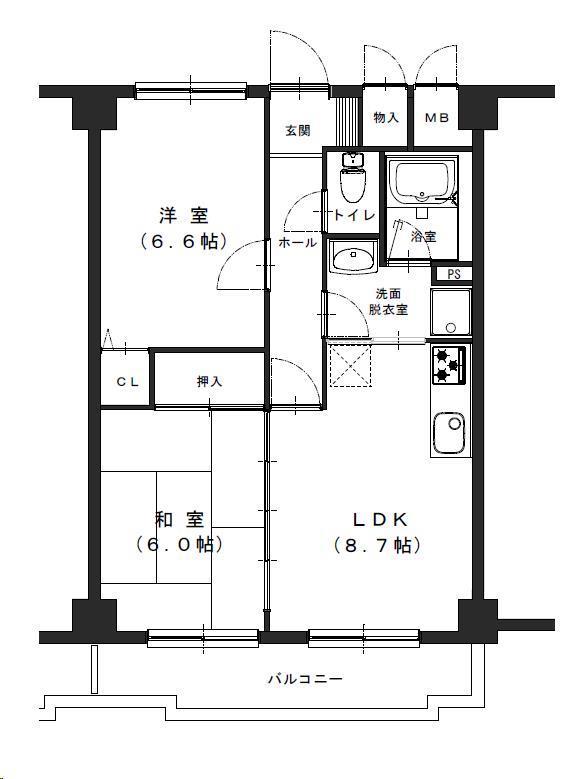 マンションひかり(3DK/1階)の間取り写真