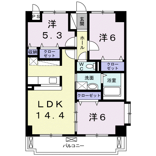 ドリームブライト21(3LDK/2階)の間取り写真