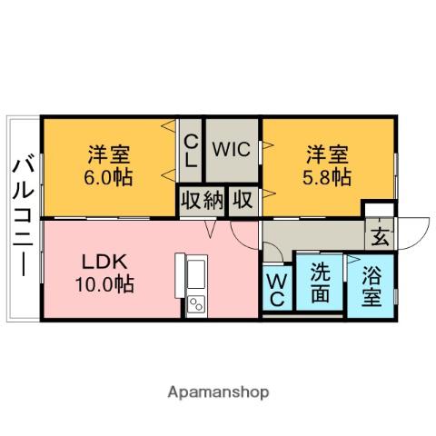 リッツハウス N棟(2LDK/1階)の間取り写真