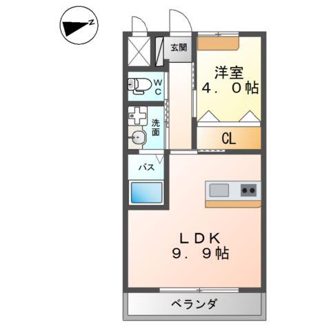 サンシャインヒル(1LDK/2階)の間取り写真