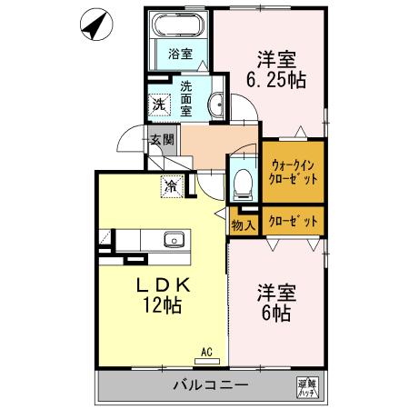 ＪＲ東海道本線 静岡駅 徒歩15分 3階建 築12年(2LDK/2階)の間取り写真