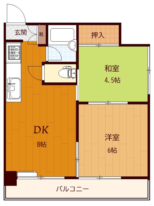 リバーサイドFK(2DK/4階)の間取り写真