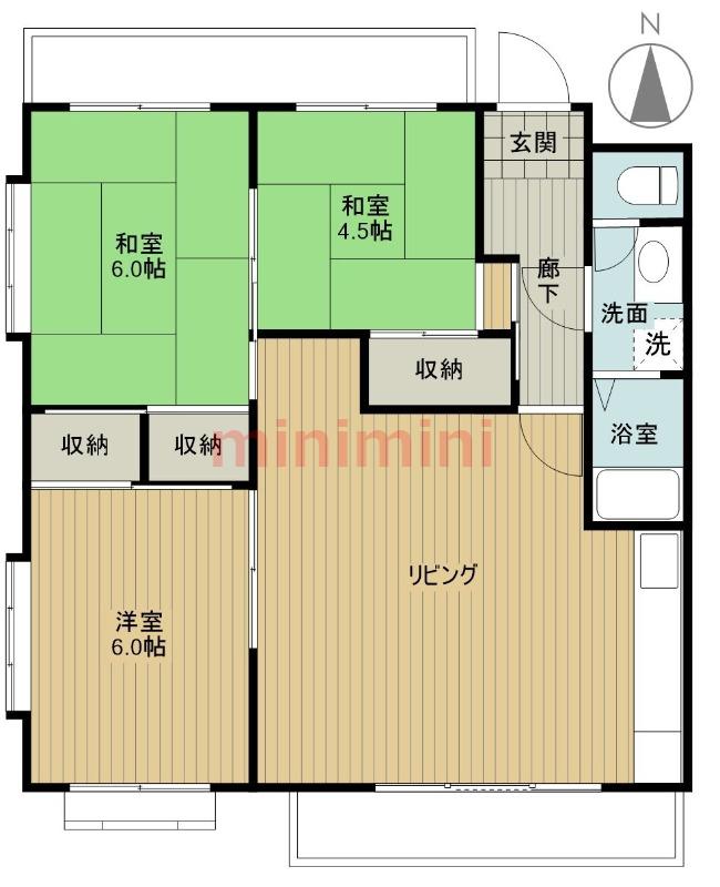 第2石田マンション(3LDK/2階)の間取り写真