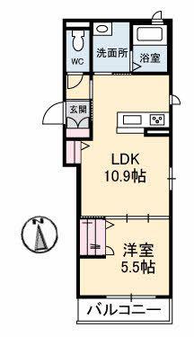 サンケープ(1LDK/2階)の間取り写真