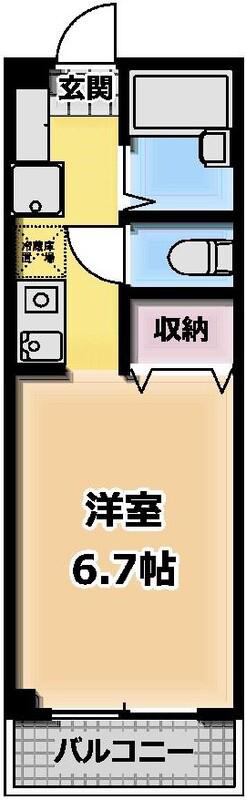 レガート太子堂(1K/1階)の間取り写真