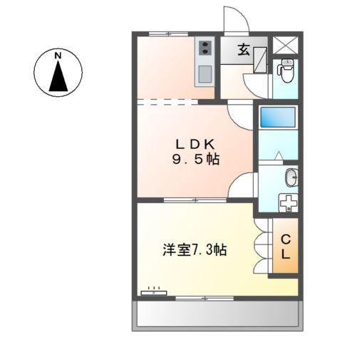 サンメゾンなみよせ(1LDK/2階)の間取り写真