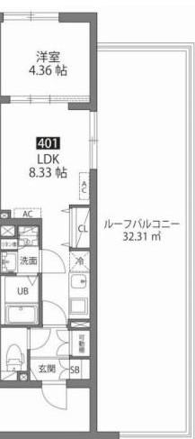 ルネコート大鳥居IV(1DK/4階)の間取り写真