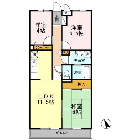 リヴェール滝山(3LDK/2階)の間取り写真