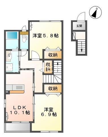 リブフラット(2LDK/2階)の間取り写真