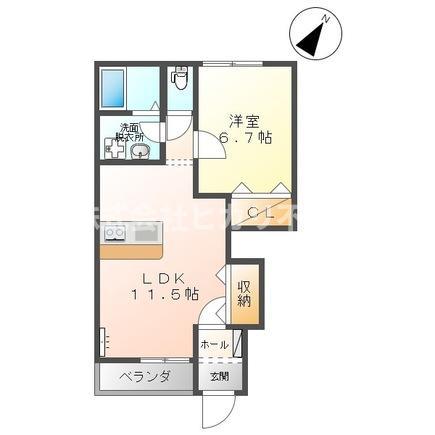 サフィニア(1LDK/1階)の間取り写真