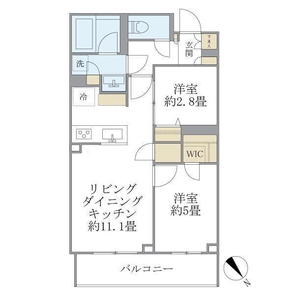 ラペルラ目黒東山2(2LDK/1階)の間取り写真