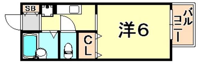 エクレール東須磨(1K/2階)の間取り写真