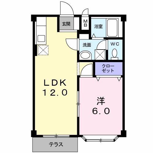 エルディム沙羅(1LDK/1階)の間取り写真