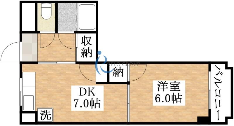 メゾンムーラン(1DK/4階)の間取り写真