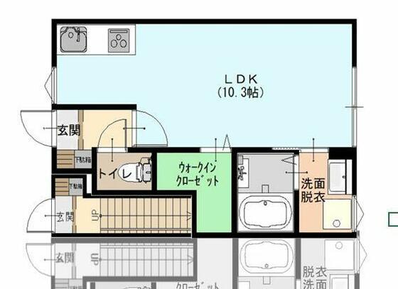 グランノアかほく(ワンルーム/1階)の間取り写真