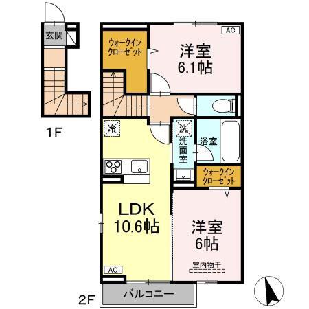 SUN・COAST(2LDK/2階)の間取り写真