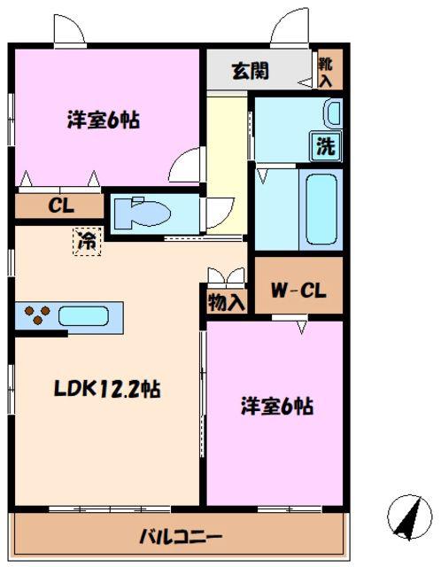 グレースコート(2LDK/3階)の間取り写真