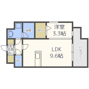 アリエッタ薬院(1LDK/2階)の間取り写真