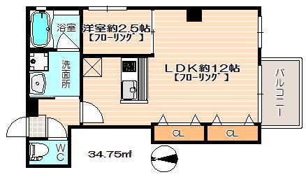 ジェンティーレ西公園I(1LDK/3階)の間取り写真