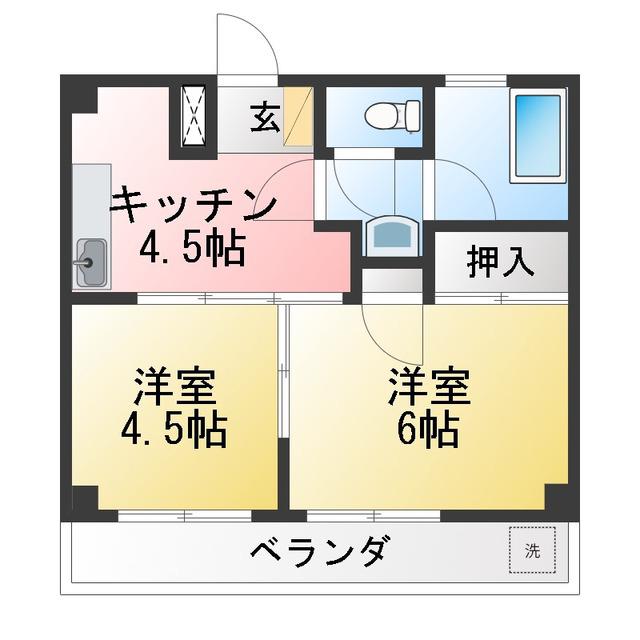杉本マンション(2DK/3階)の間取り写真