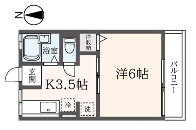 バーディコート(1K/1階)の間取り写真