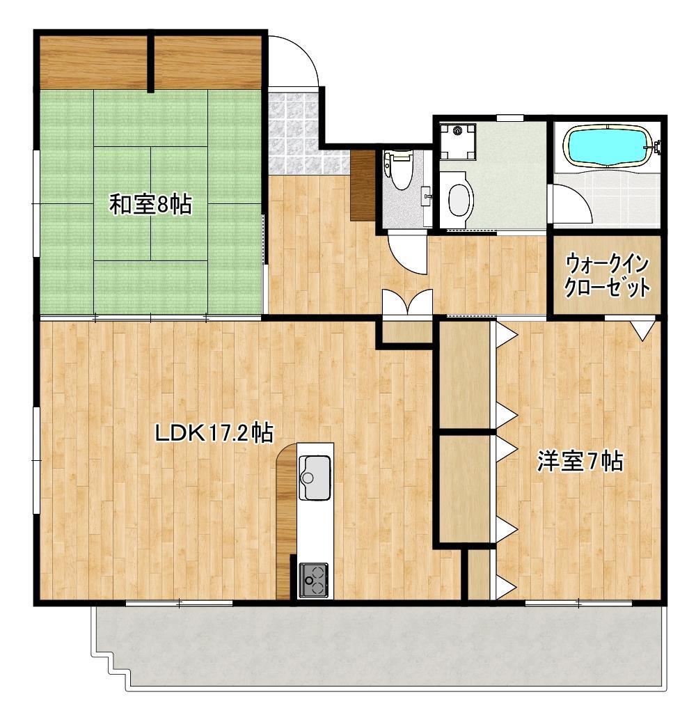 リベルテ御領(2LDK/8階)の間取り写真