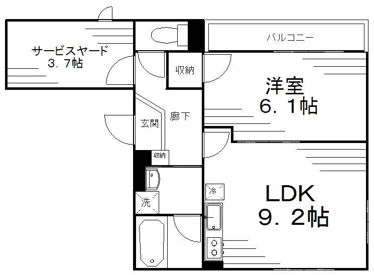 ローズコート日本橋茅場町(1SLDK/4階)の間取り写真