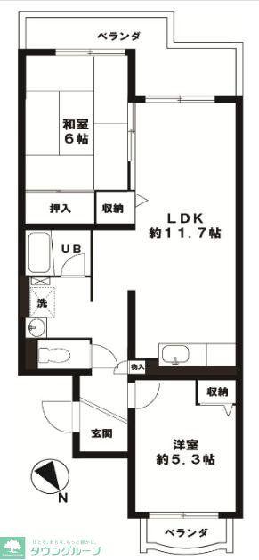 メゾン38(2LDK/3階)の間取り写真
