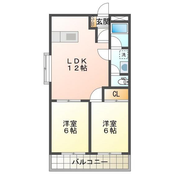 アインスフライハイト(2LDK/1階)の間取り写真