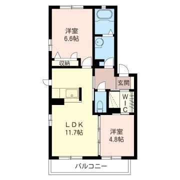 エスペランサA(2LDK/1階)の間取り写真