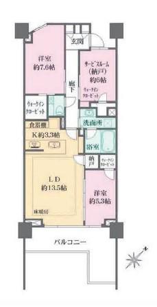 ガーデンヒルズ四谷 迎賓の森(3LDK/3階)の間取り写真