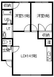 サンピア渡辺II(2LDK/1階)の間取り写真