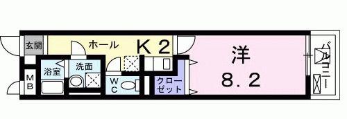 メゾン みのりII(1K/1階)の間取り写真