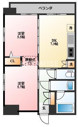 S-FORT長崎大学病院前(2DK/5階)の間取り写真