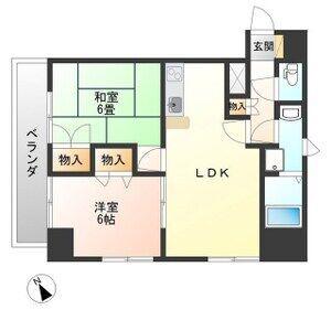 アーバンシェルB館(2LDK/6階)の間取り写真