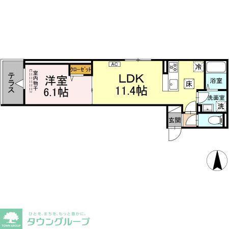 グラナーデ六町II(1LDK/2階)の間取り写真