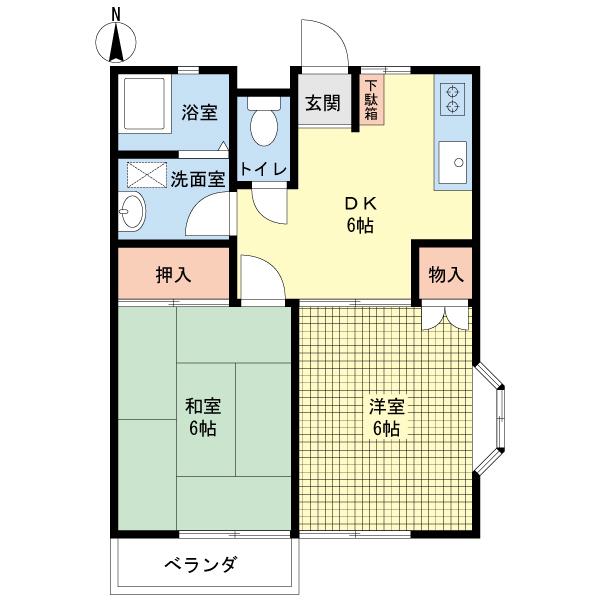 サンハイツあすみが丘C棟(2DK/2階)の間取り写真
