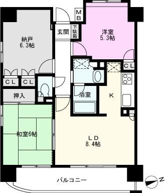 ラヴィータ谷塚駅前II(2SLDK/3階)の間取り写真