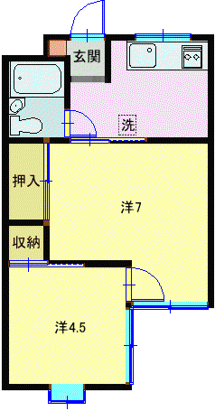 アジュール(2K/1階)の間取り写真
