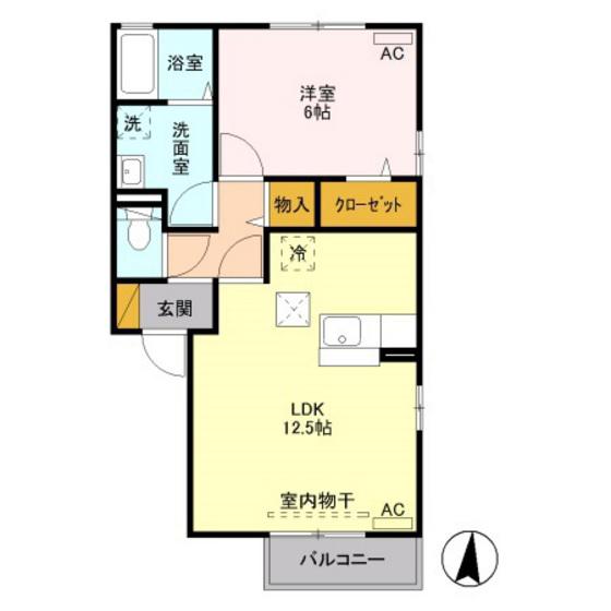 ボナール(1LDK/1階)の間取り写真