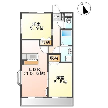 エルハイムII(2LDK/2階)の間取り写真