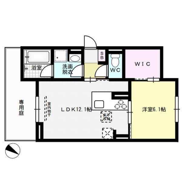 メゾン ココル(1LDK/1階)の間取り写真