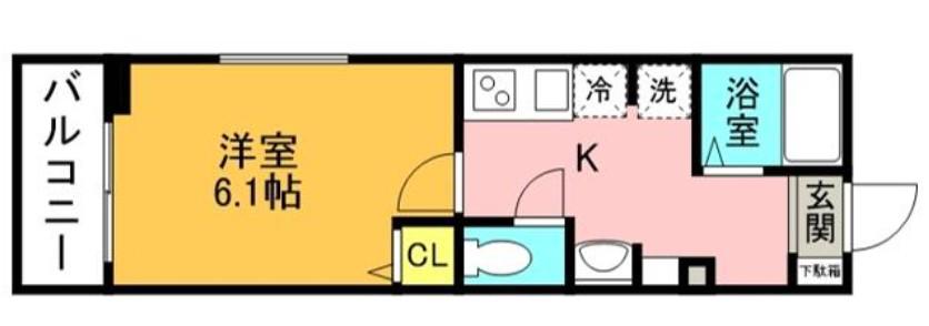 MELDIA西八王子III(1K/3階)の間取り写真