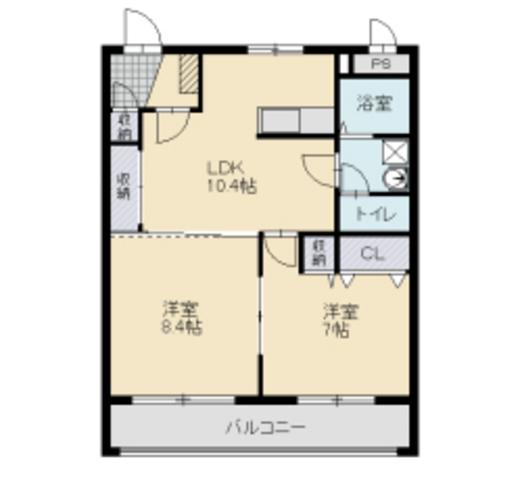 クワットールリーベリー(2LDK/2階)の間取り写真