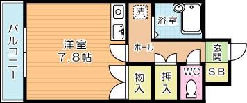 カノックスビラ(ワンルーム/2階)の間取り写真