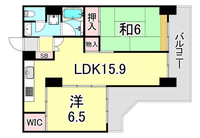 UR 武庫川12(2LDK/17階)の間取り写真