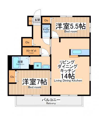 ドゥミルシスⅢ(2LDK/1階)の間取り写真