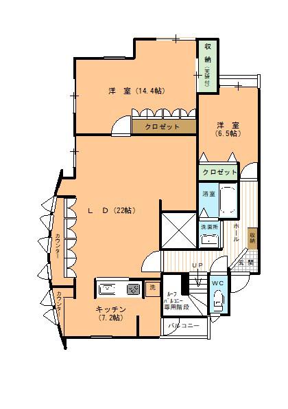 ラ・クーネ 2階(2LDK/2階)の間取り写真